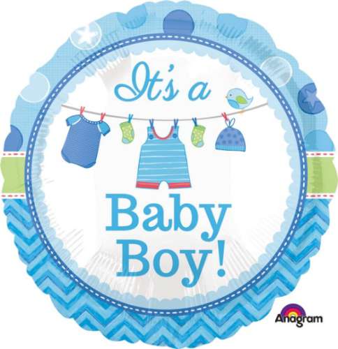 Baby Shower Boy Helium Balloon - Click Image to Close